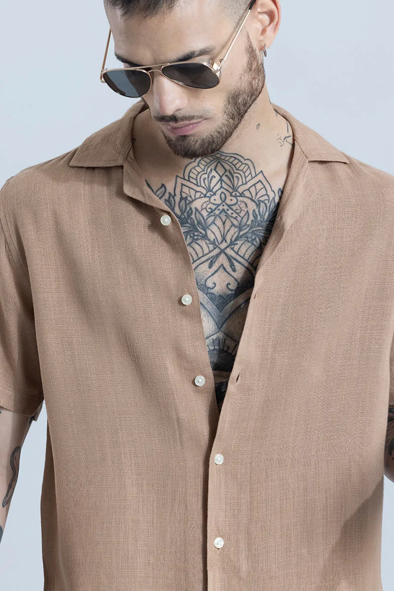 Blissfull Linen Blend Brown Shirt