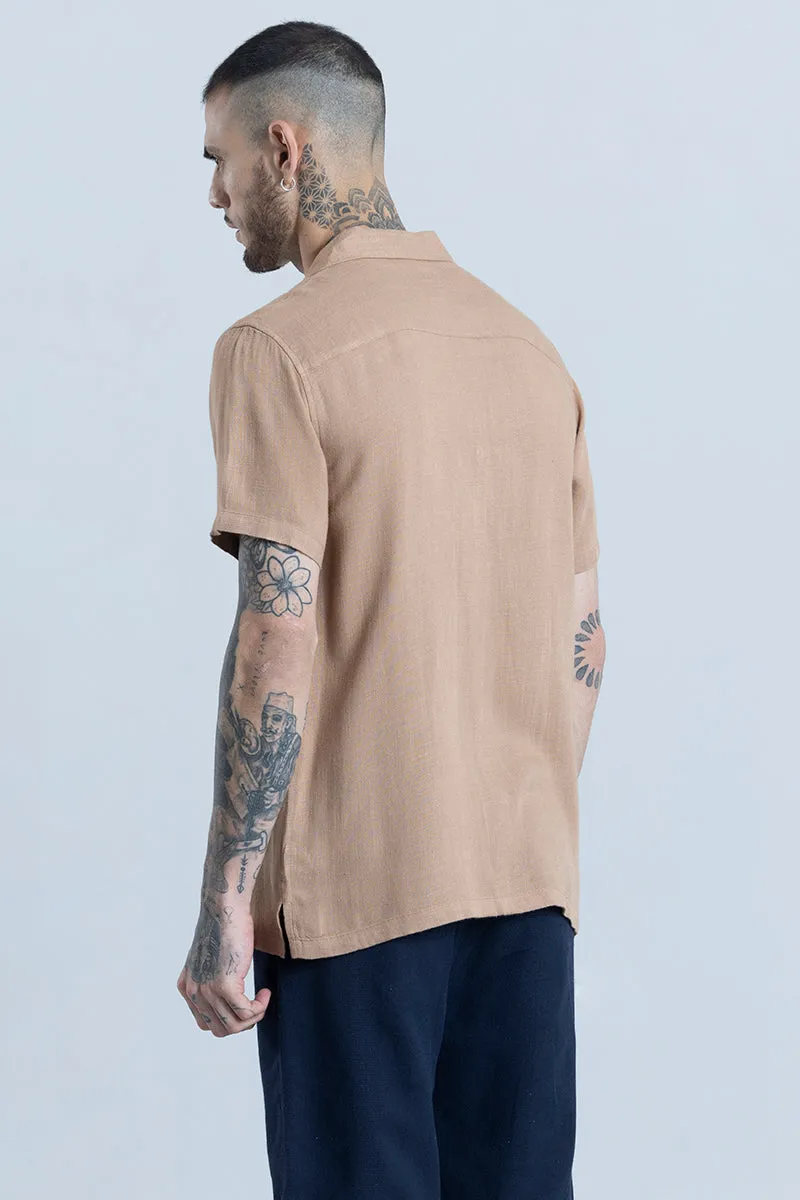 Blissfull Linen Blend Brown Shirt