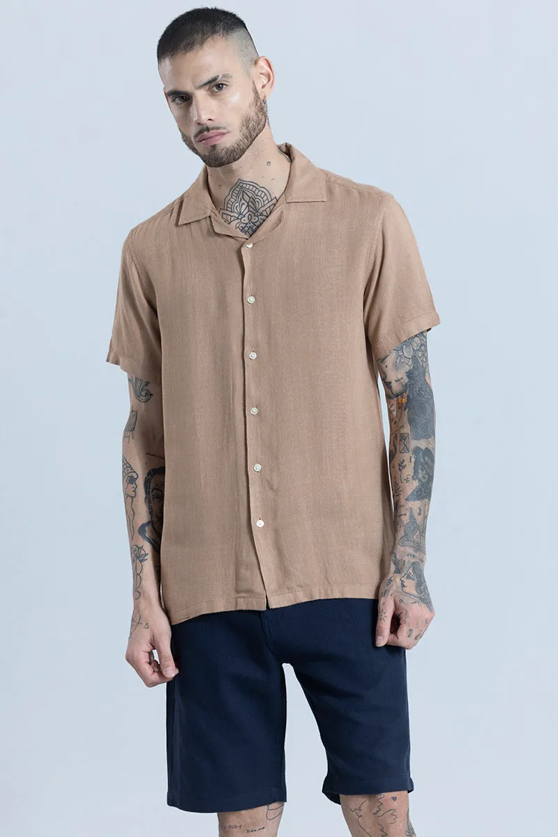 Blissfull Linen Blend Brown Shirt