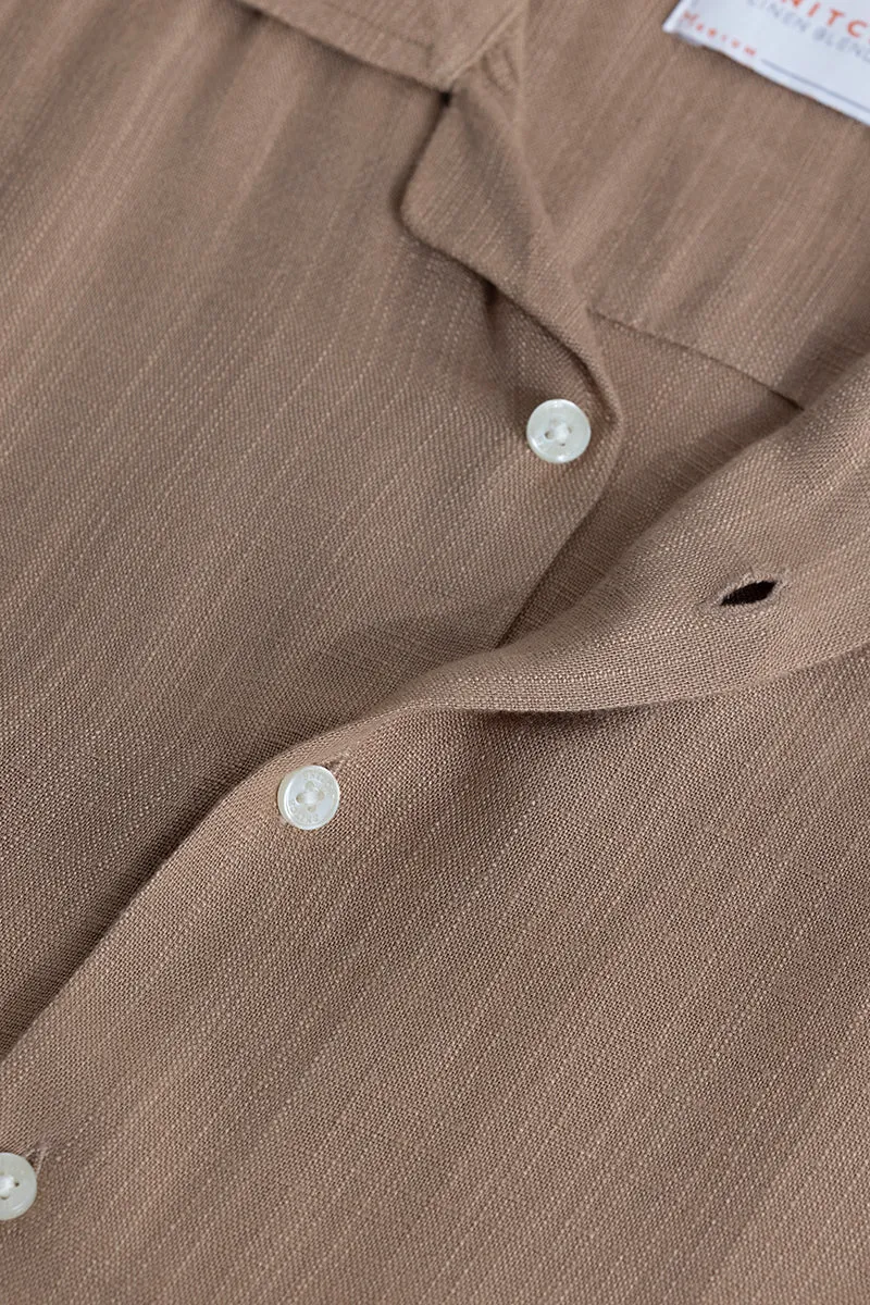 Blissfull Linen Blend Brown Shirt