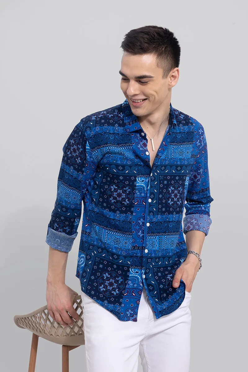 Block Print Bandana Blue Shirt