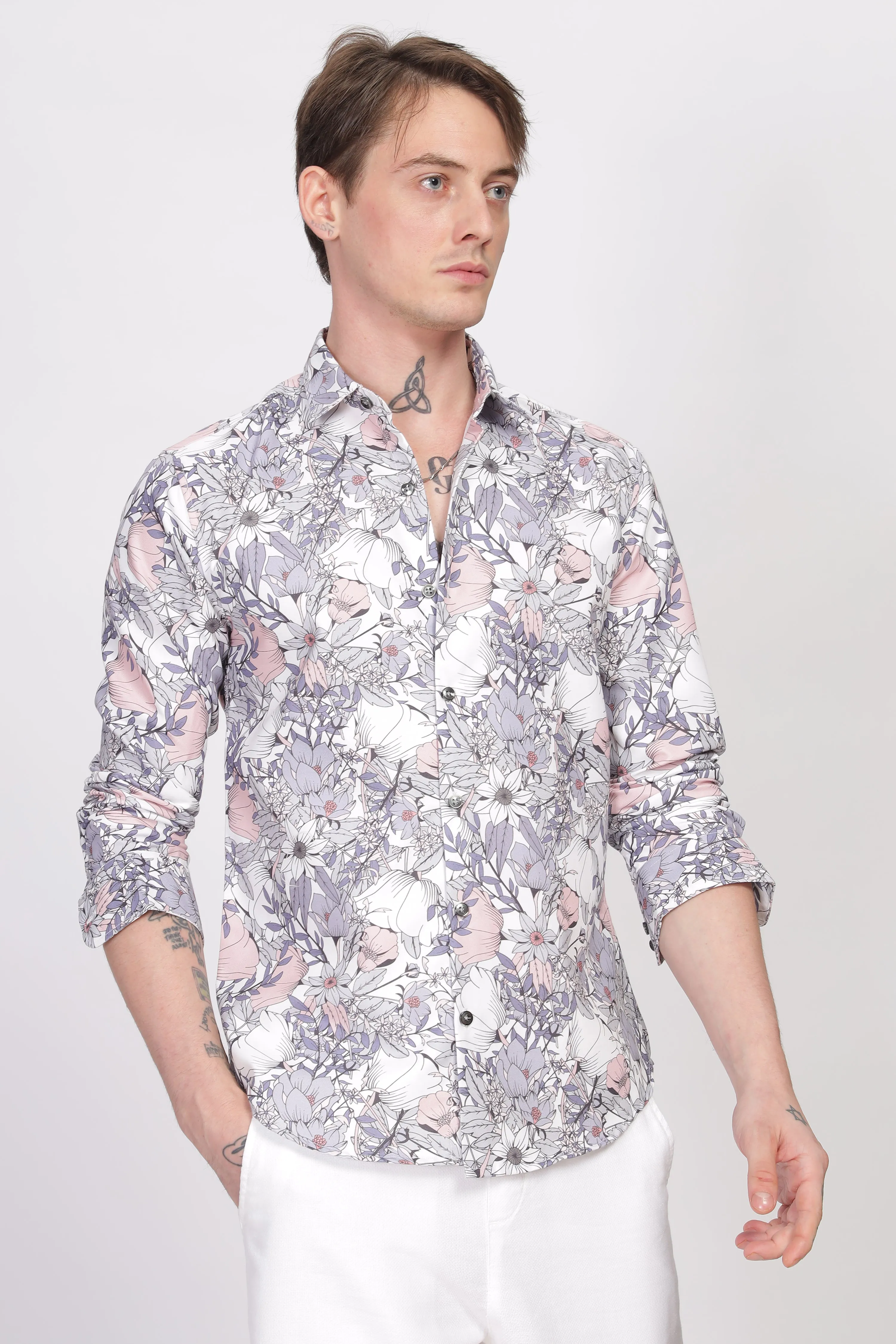 Bloom Grey Printed Shirt