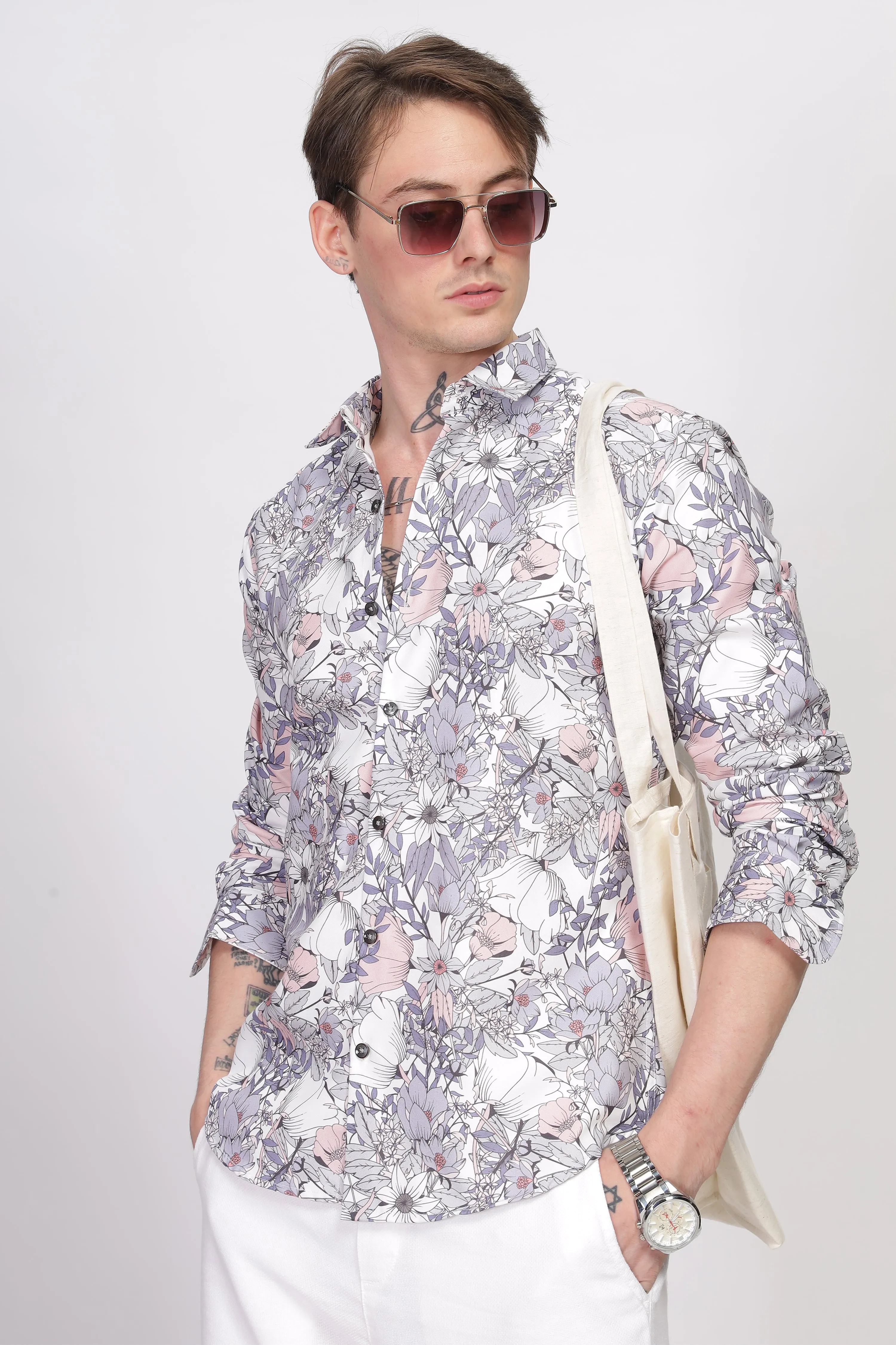 Bloom Grey Printed Shirt