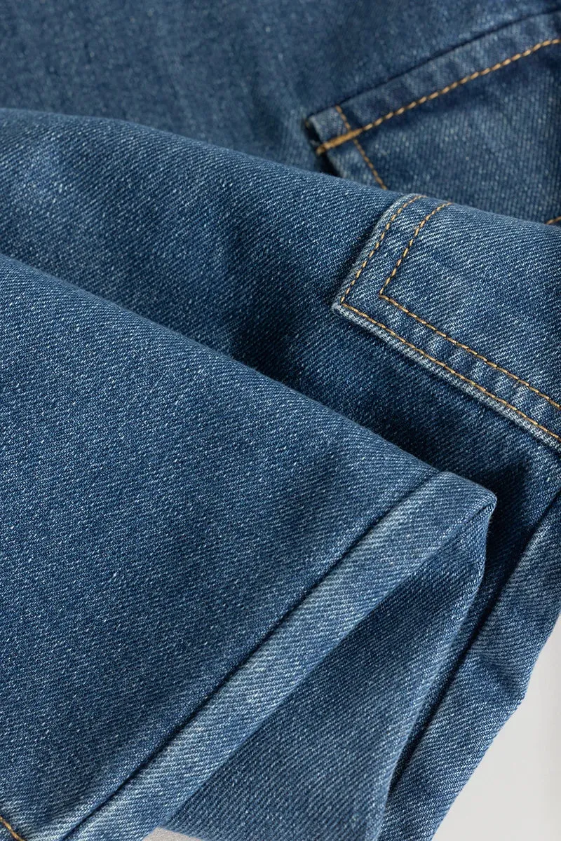 Blue Baggy Fit Cargo Jeans