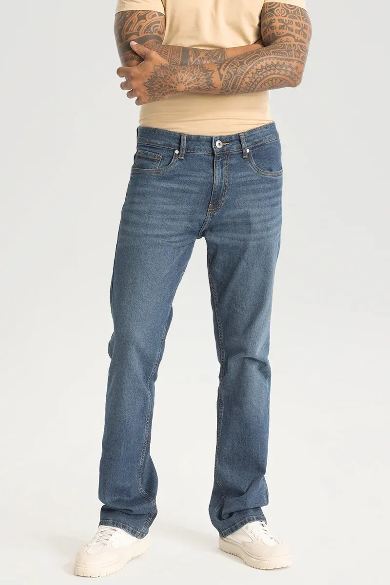 Blue Plain Straight Fit Jeans