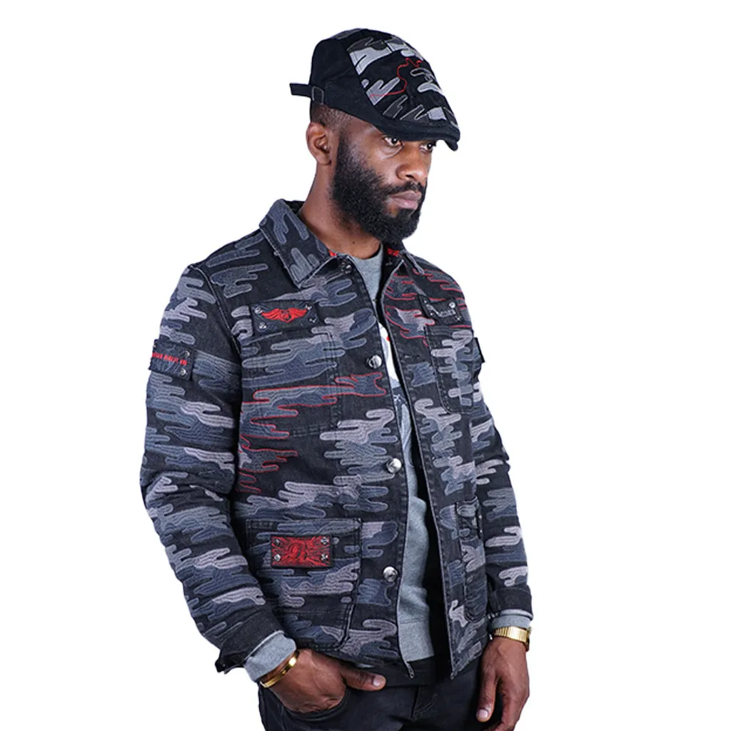 Bogart Man Camo Jacket - Plus FREE Street Fighter Beret Hat (Shown in pictures)