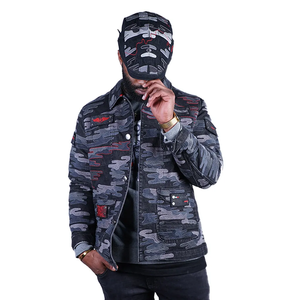 Bogart Man Camo Jacket - Plus FREE Street Fighter Beret Hat (Shown in pictures)