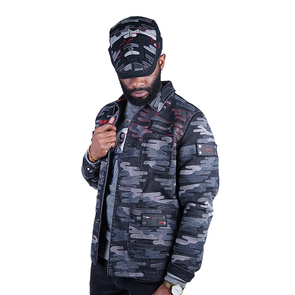 Bogart Man Camo Jacket - Plus FREE Street Fighter Beret Hat (Shown in pictures)