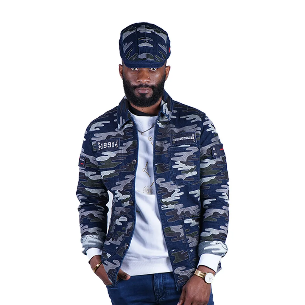 Bogart Man Camo Jacket - Plus FREE Street Fighter Beret Hat (Shown in pictures)