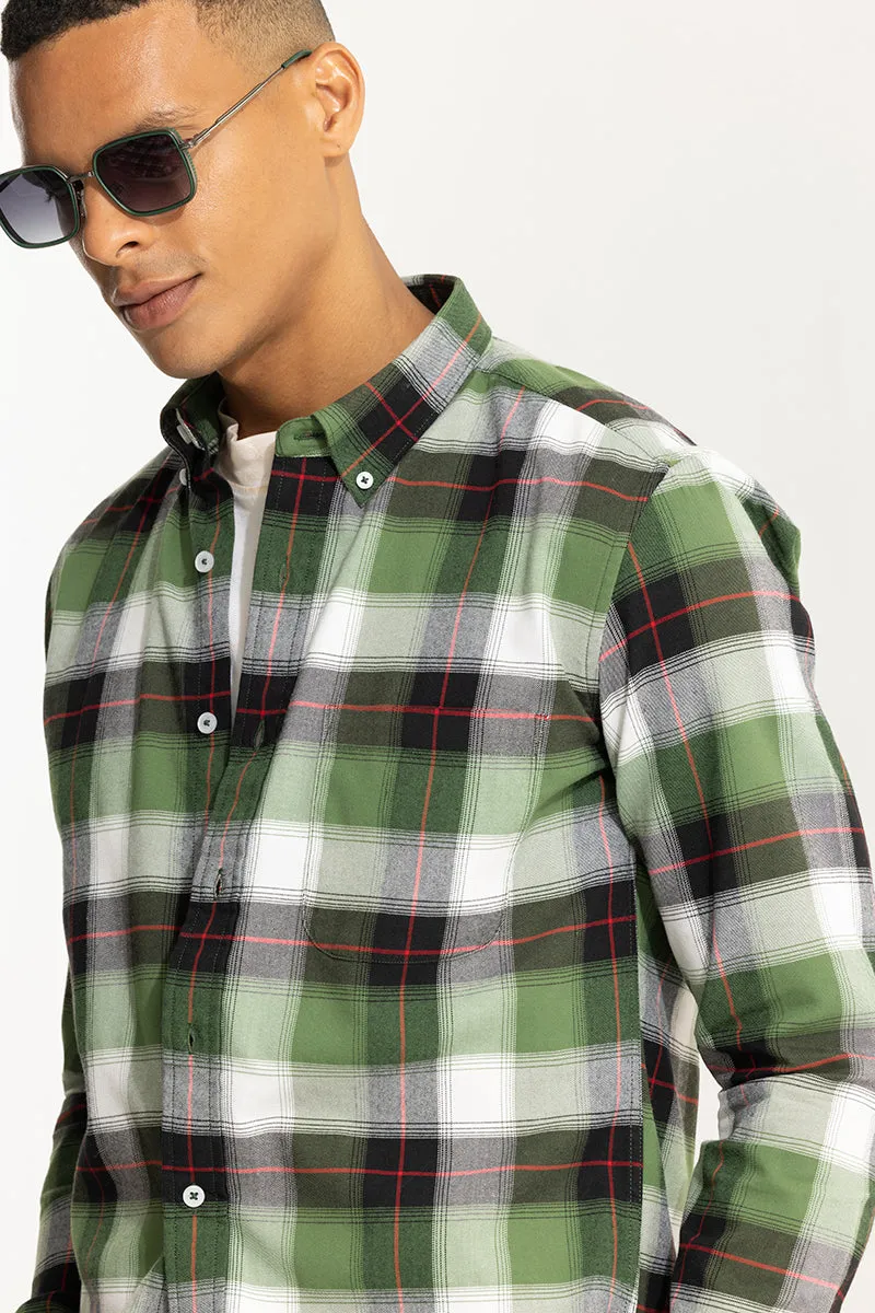 Bold Block Line Dark Green Checks Shirts