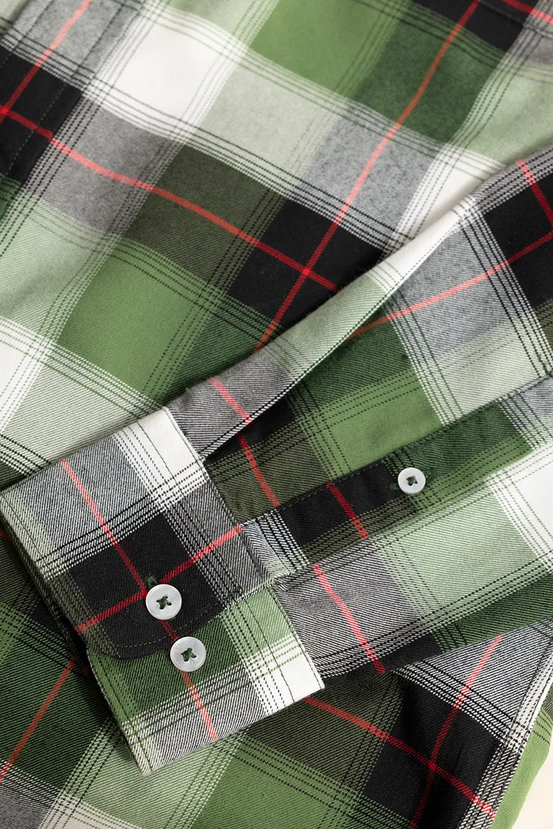 Bold Block Line Dark Green Checks Shirts