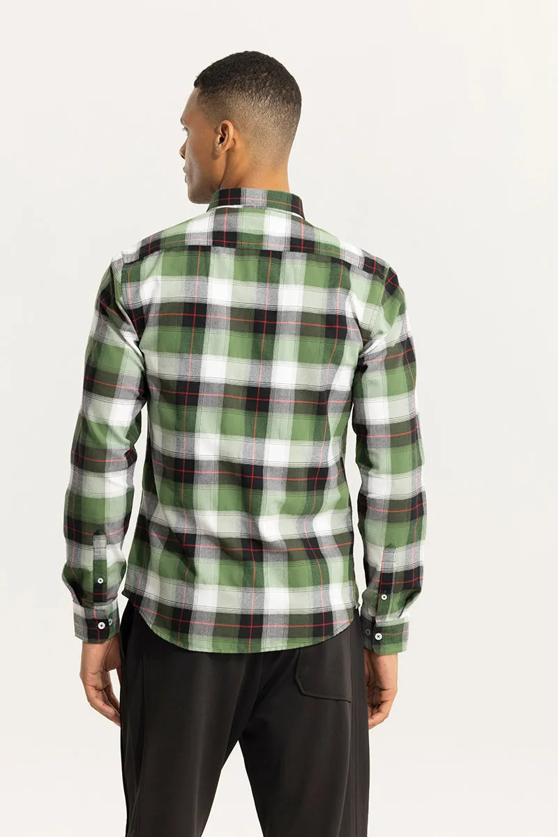 Bold Block Line Dark Green Checks Shirts