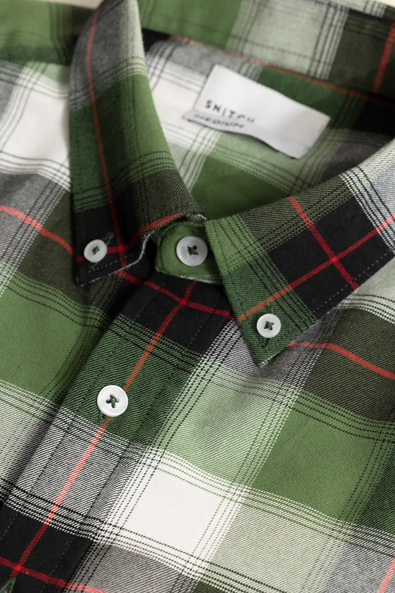 Bold Block Line Dark Green Checks Shirts