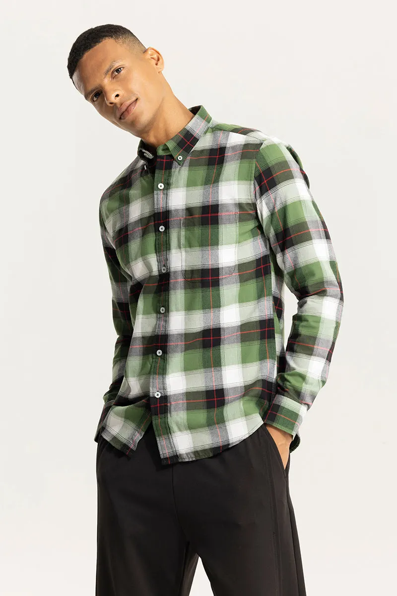 Bold Block Line Dark Green Checks Shirts