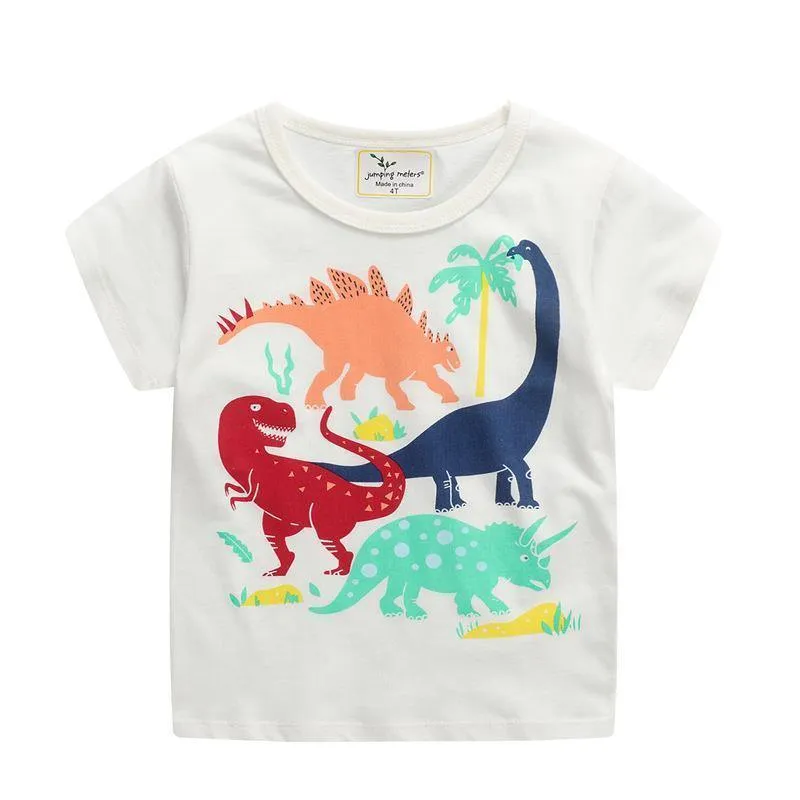 BOY'S SHORT SLEEVES DINOSAUR TYPES GRAPHIC T-SHIRT