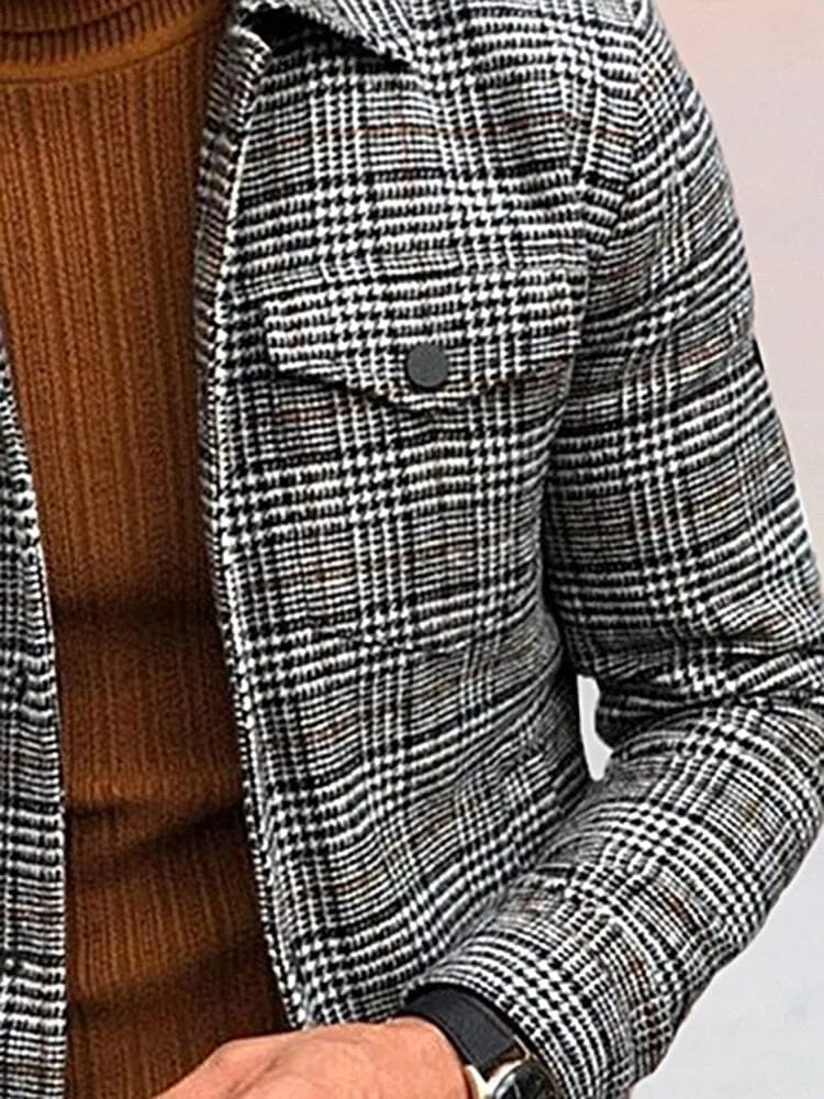 Button Plaid Coat