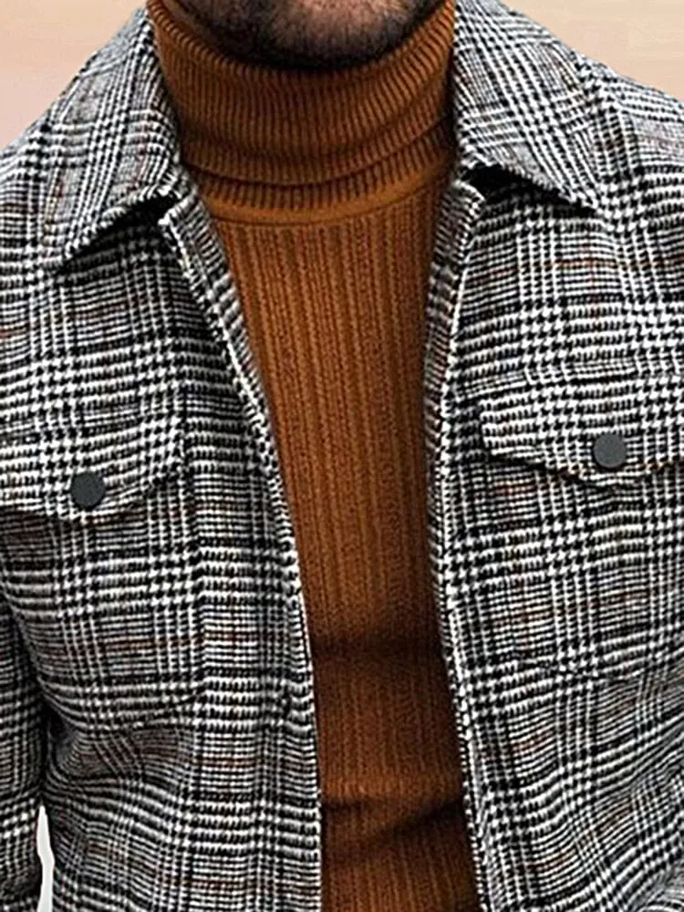 Button Plaid Coat