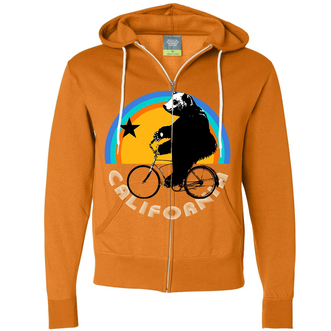 California Bear On Bike Zip-Up Hoodie