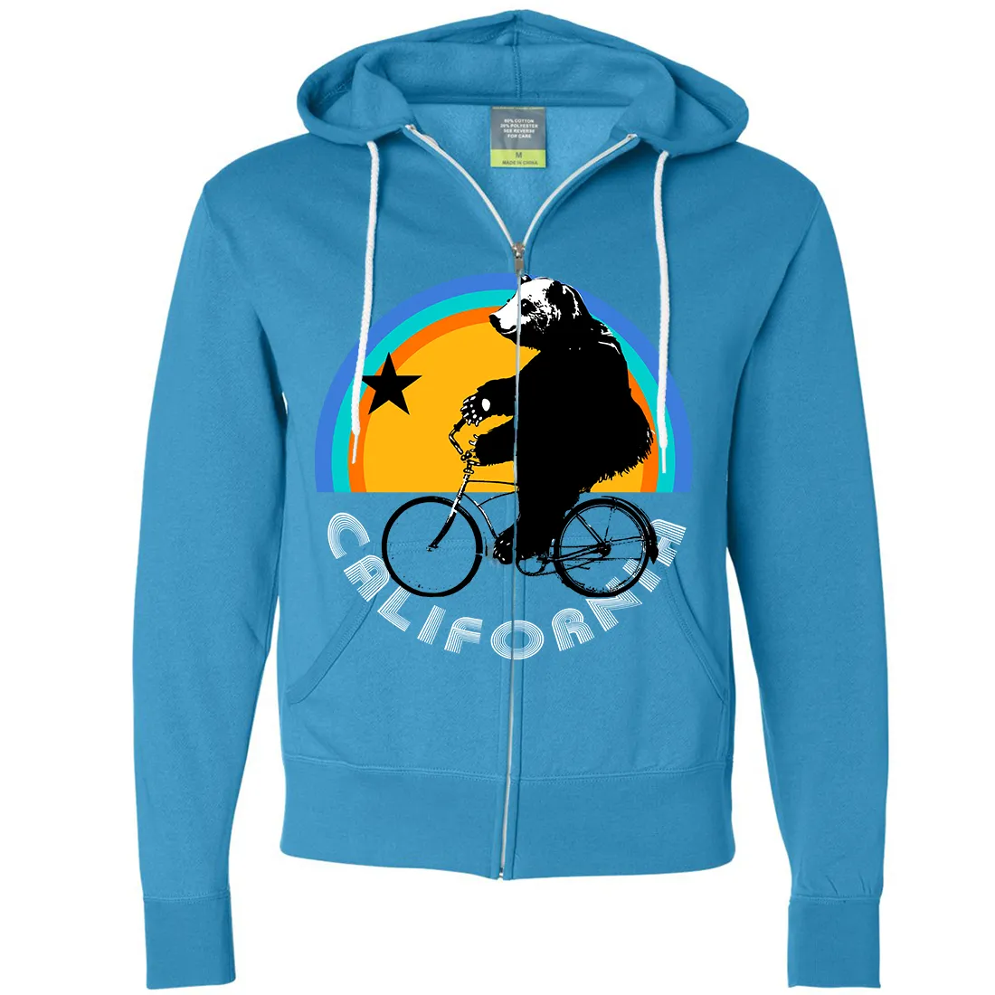 California Bear On Bike Zip-Up Hoodie