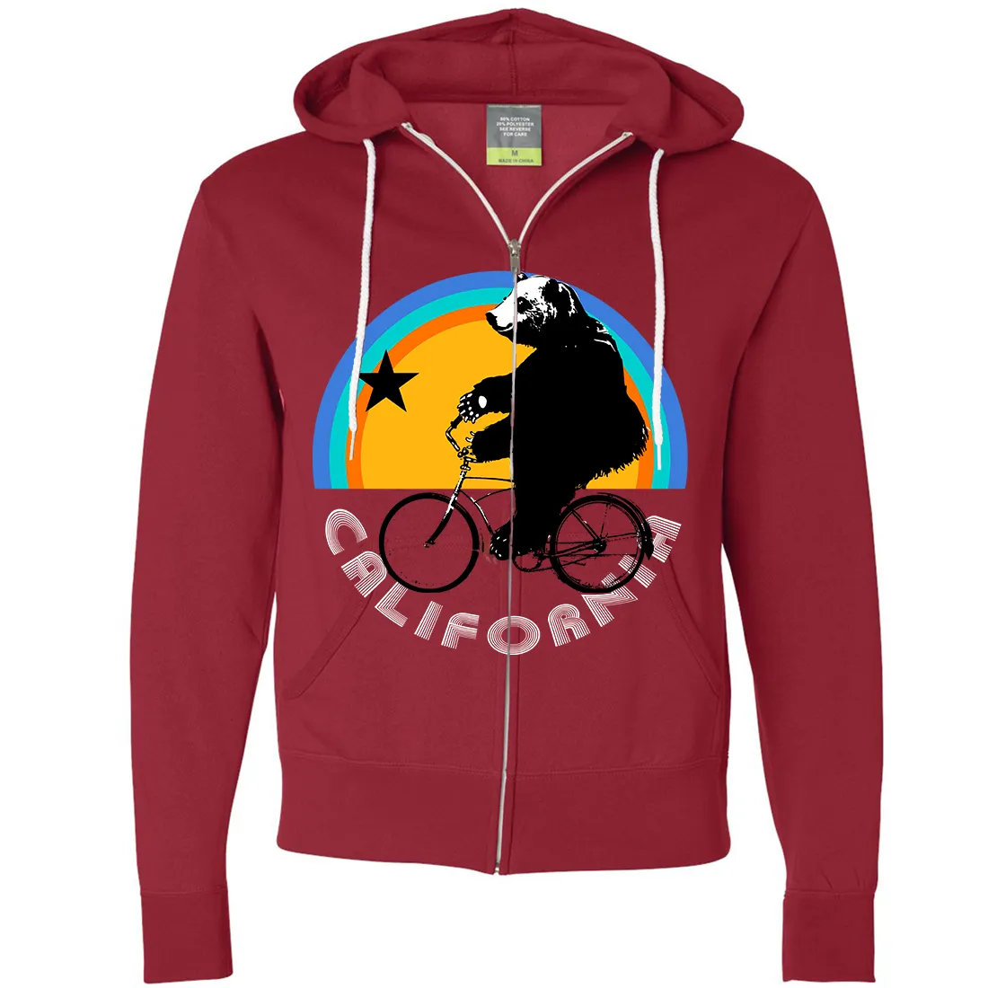 California Bear On Bike Zip-Up Hoodie