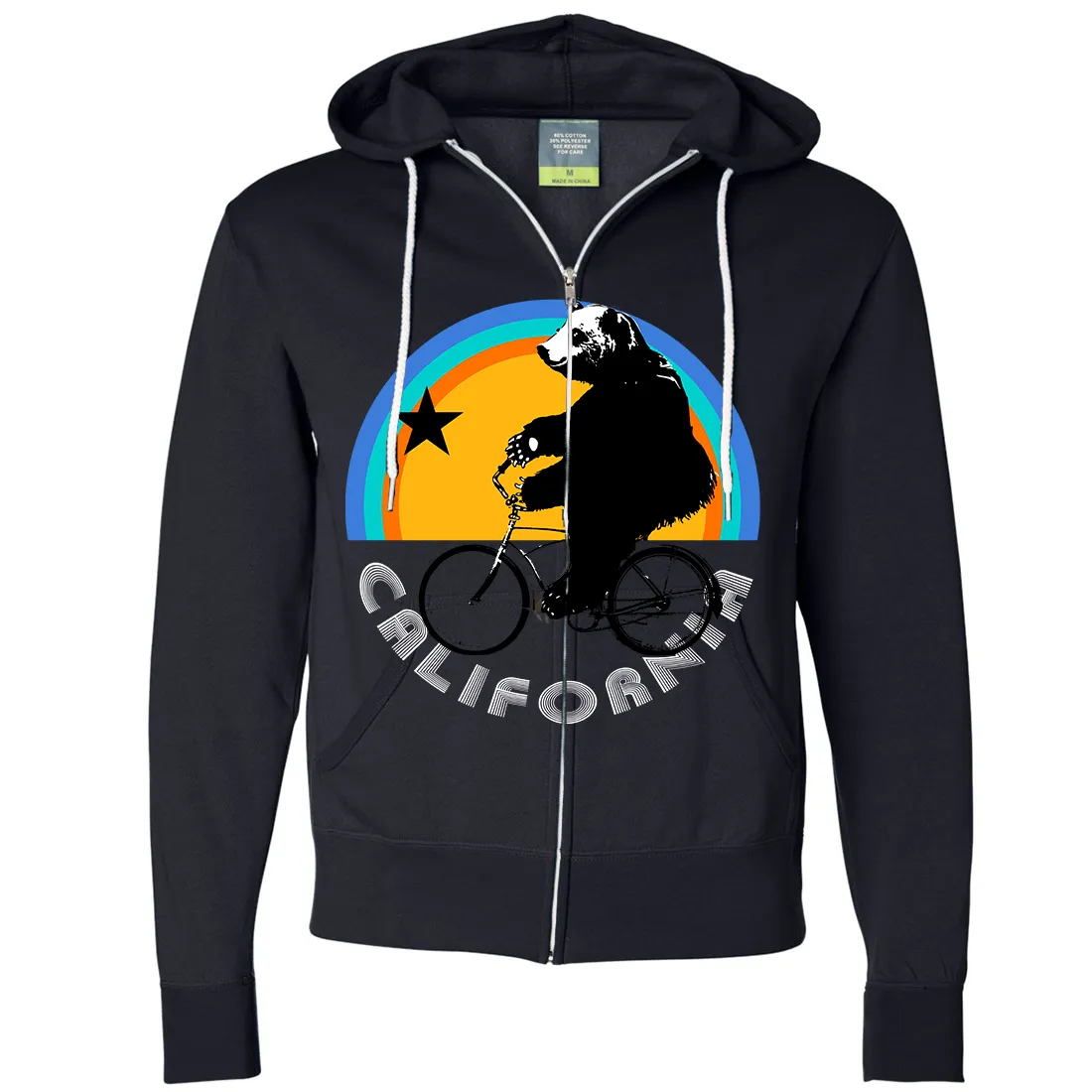 California Bear On Bike Zip-Up Hoodie