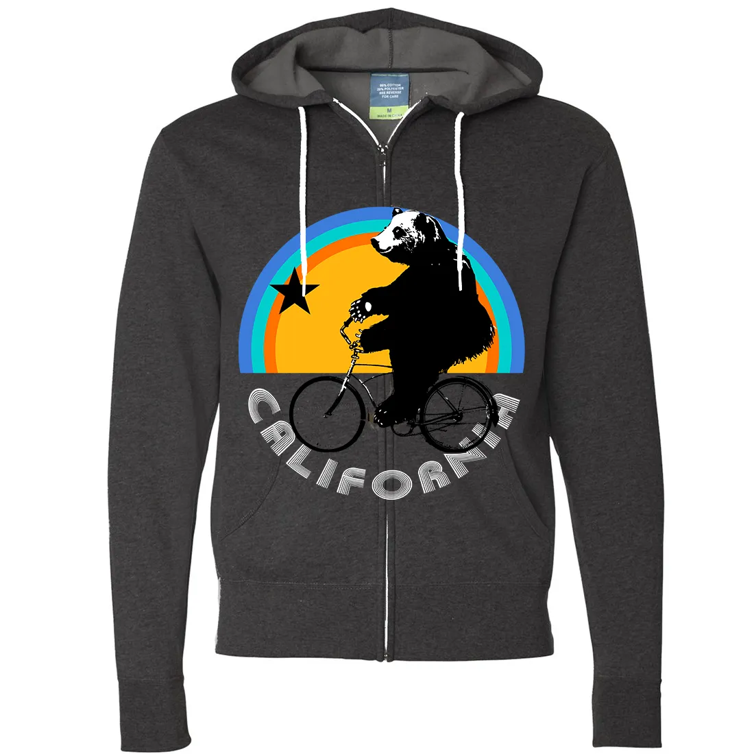 California Bear On Bike Zip-Up Hoodie