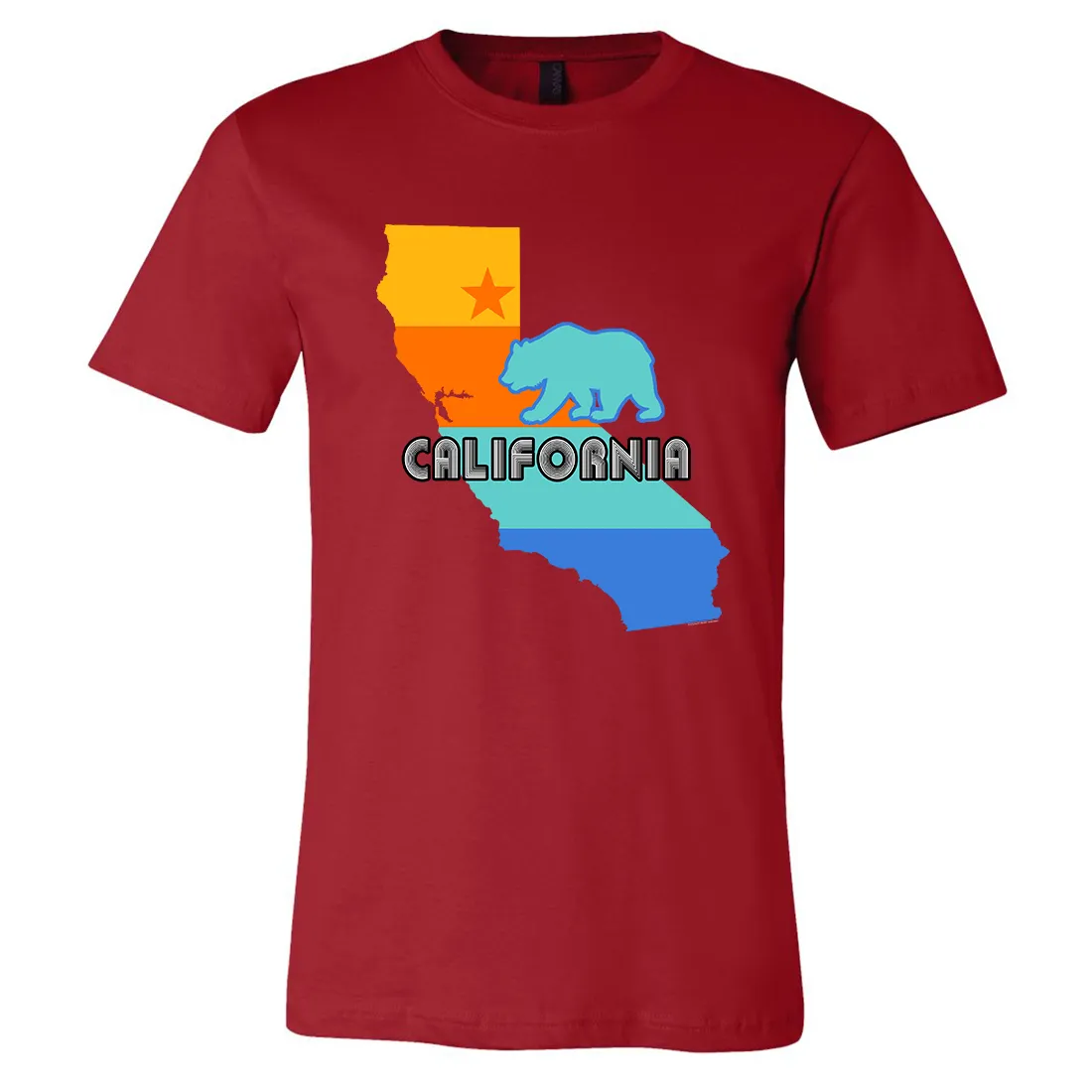 California Bear State Stripes Asst Colors Mens Lightweight Fitted T-Shirt/tee