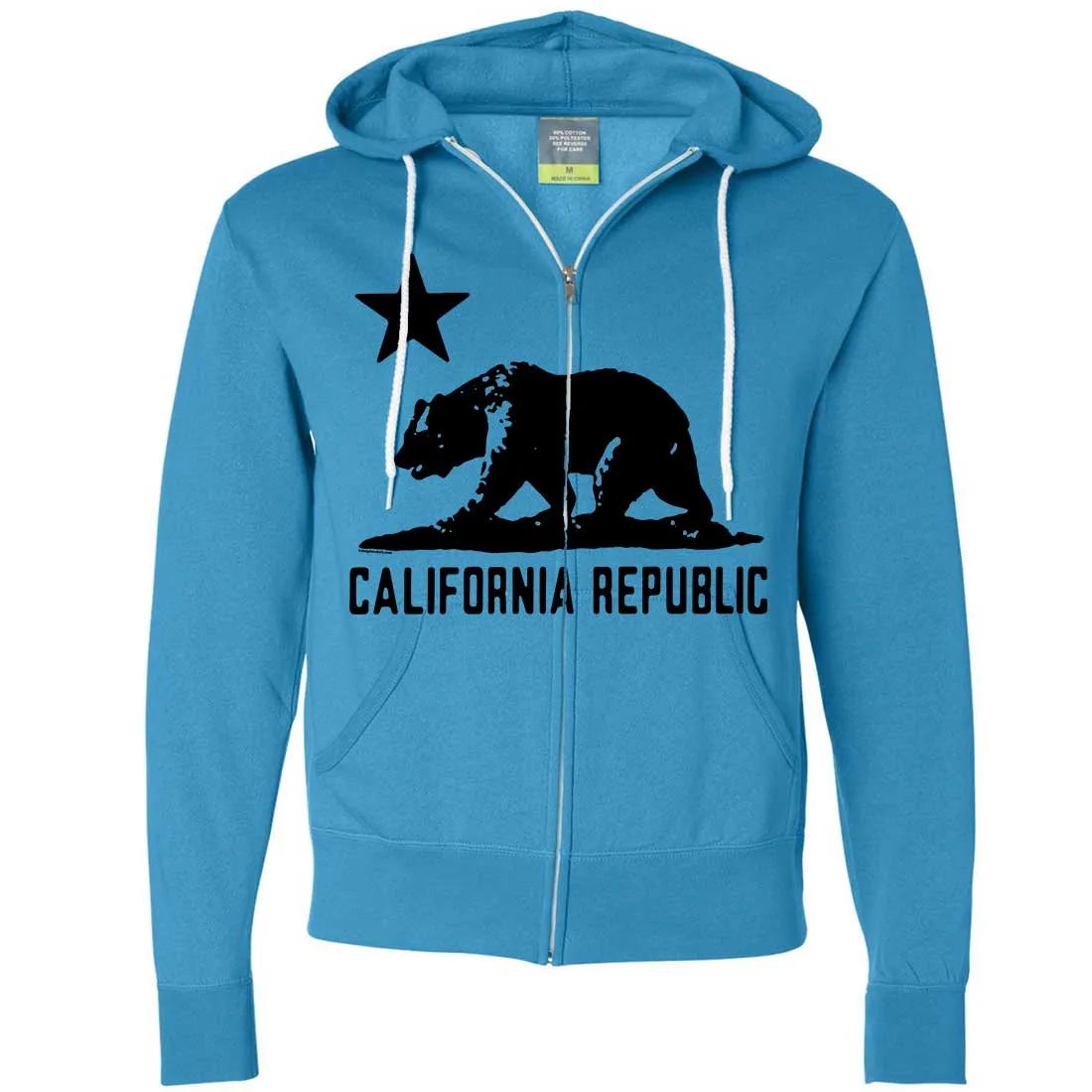 California Flag Oversize Black Silhouette Zip-Up Hoodie