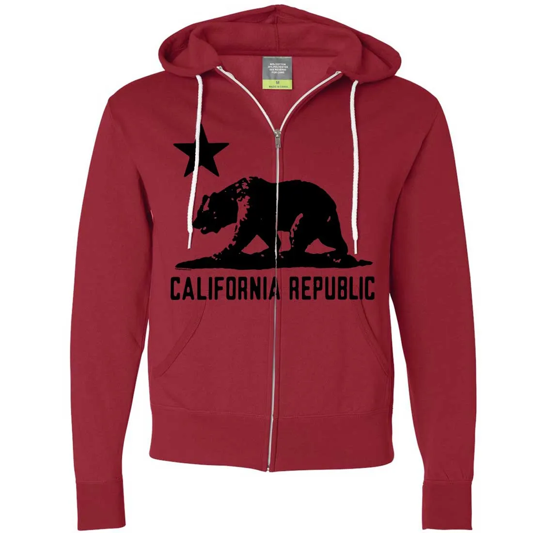 California Flag Oversize Black Silhouette Zip-Up Hoodie