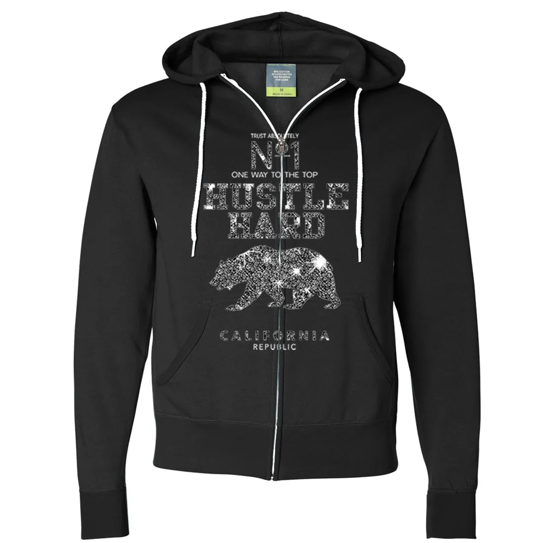 California Hustle Hard Sparkle Zip-Up Hoodie