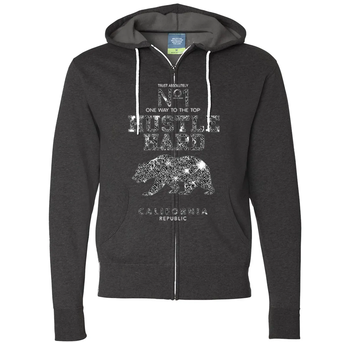 California Hustle Hard Sparkle Zip-Up Hoodie