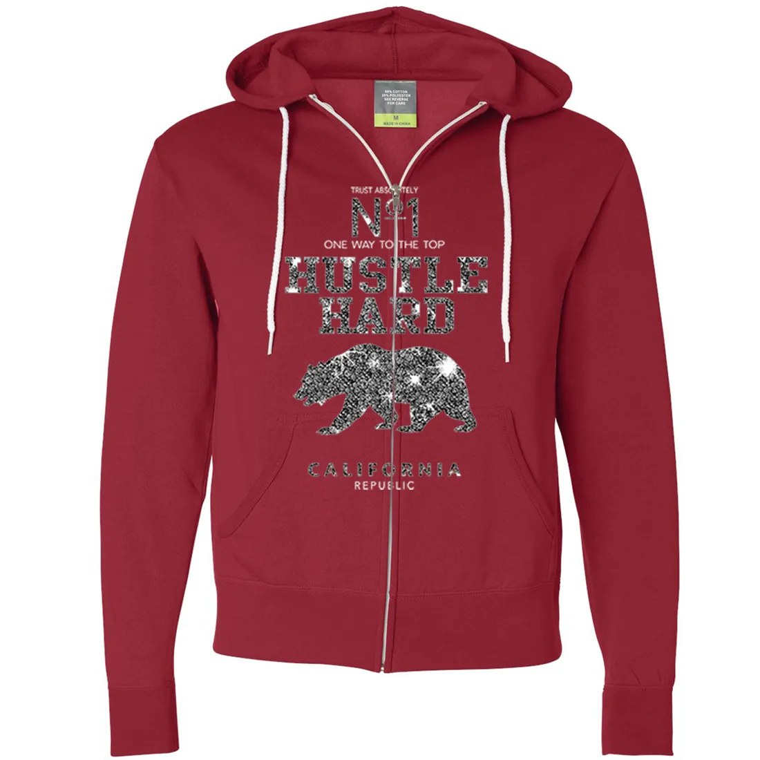 California Hustle Hard Sparkle Zip-Up Hoodie