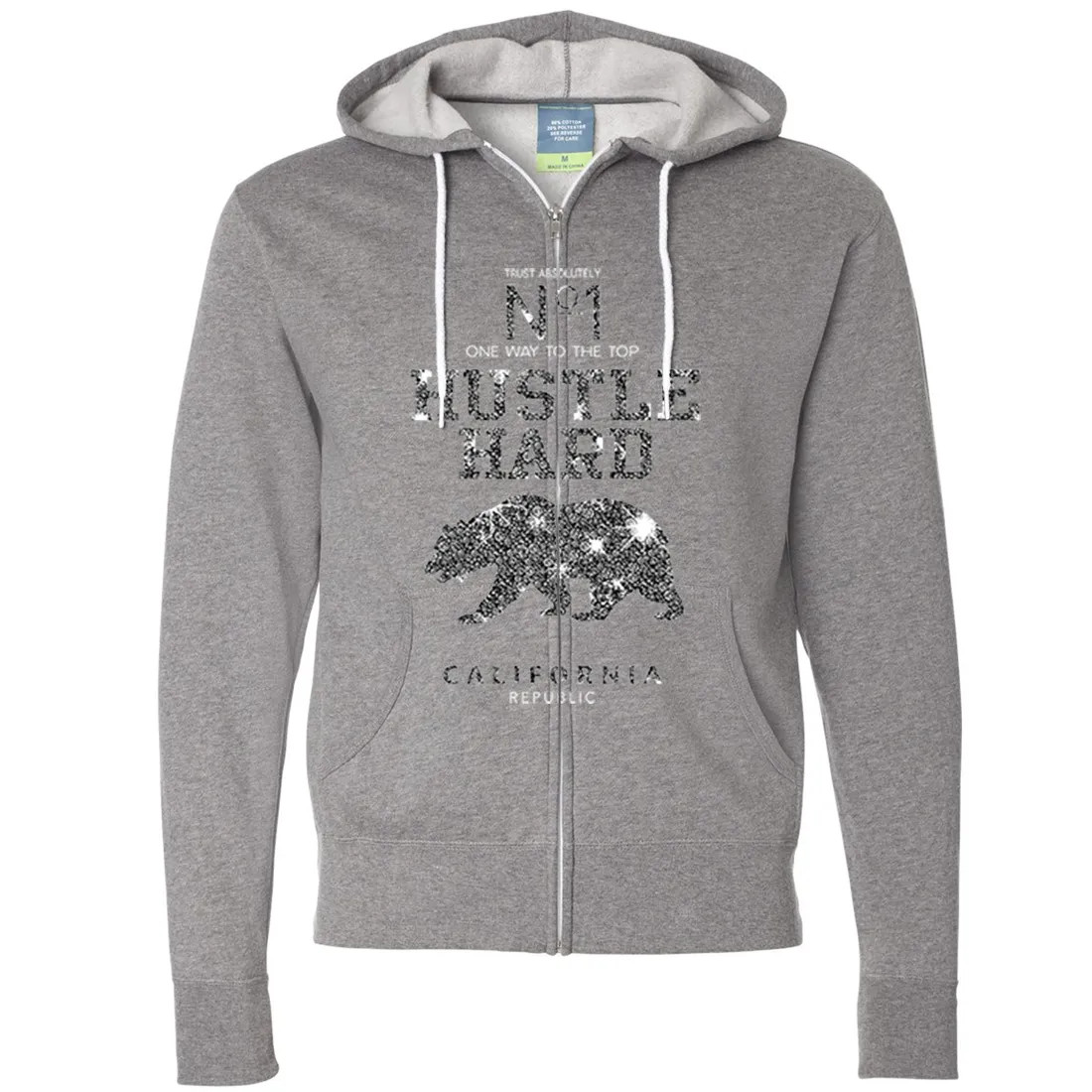 California Hustle Hard Sparkle Zip-Up Hoodie