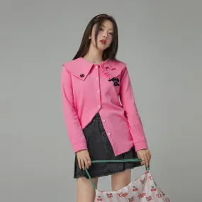 Candy Color Heart Polo Collar Shirt