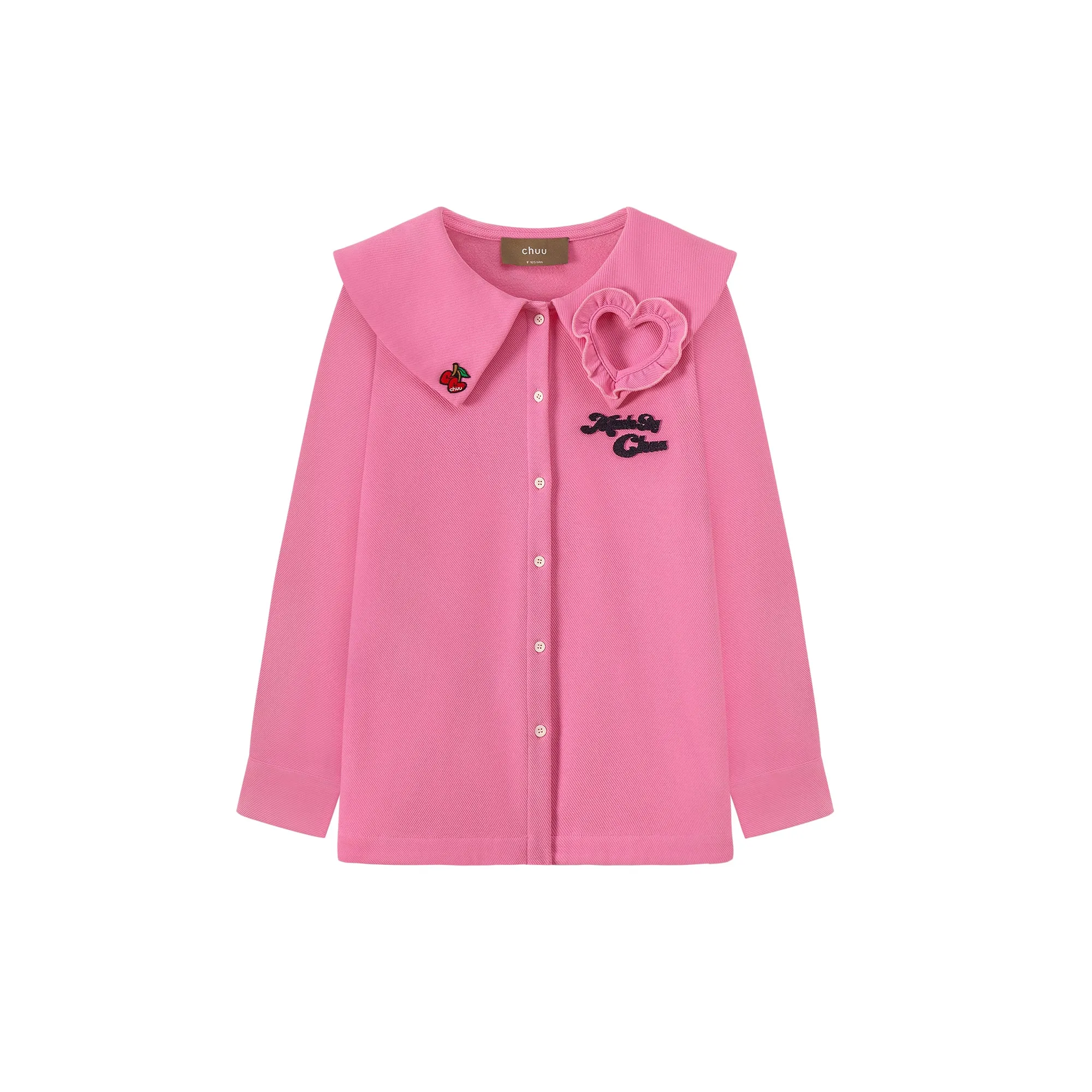 Candy Color Heart Polo Collar Shirt