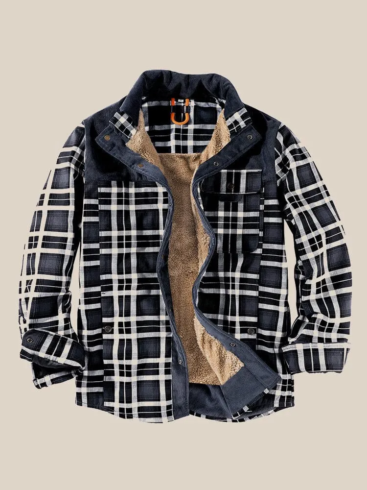 Casual Fleece Lined Plaid Jacket