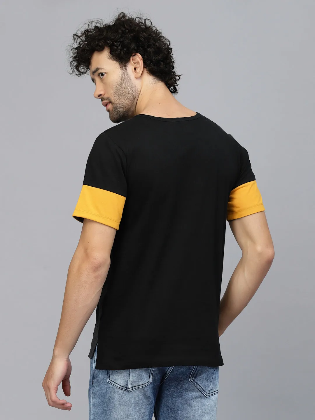 Charcoal Melange Colorblocked Half Sleeves Jersey T-shirt