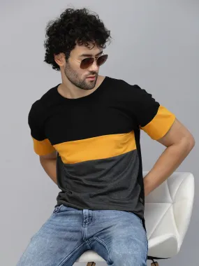 Charcoal Melange Colorblocked Half Sleeves Jersey T-shirt