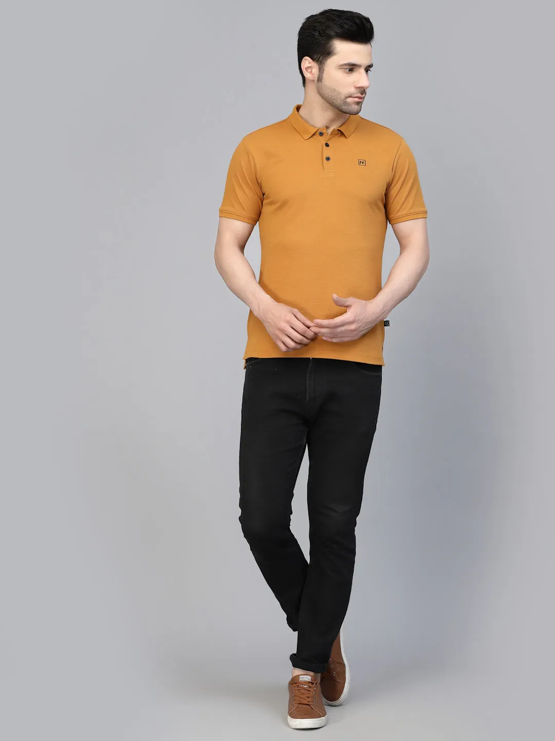 Cotton Solid Half Sleeves Polo T-Shirt