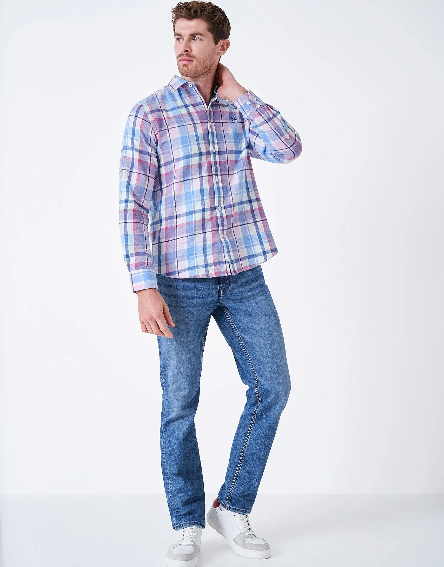 Crew Clothing Mens Brushed Flannel Oversized Check Shirt