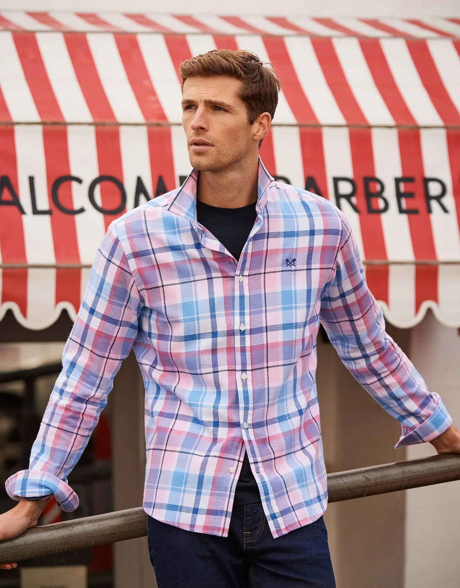 Crew Clothing Mens Brushed Flannel Oversized Check Shirt