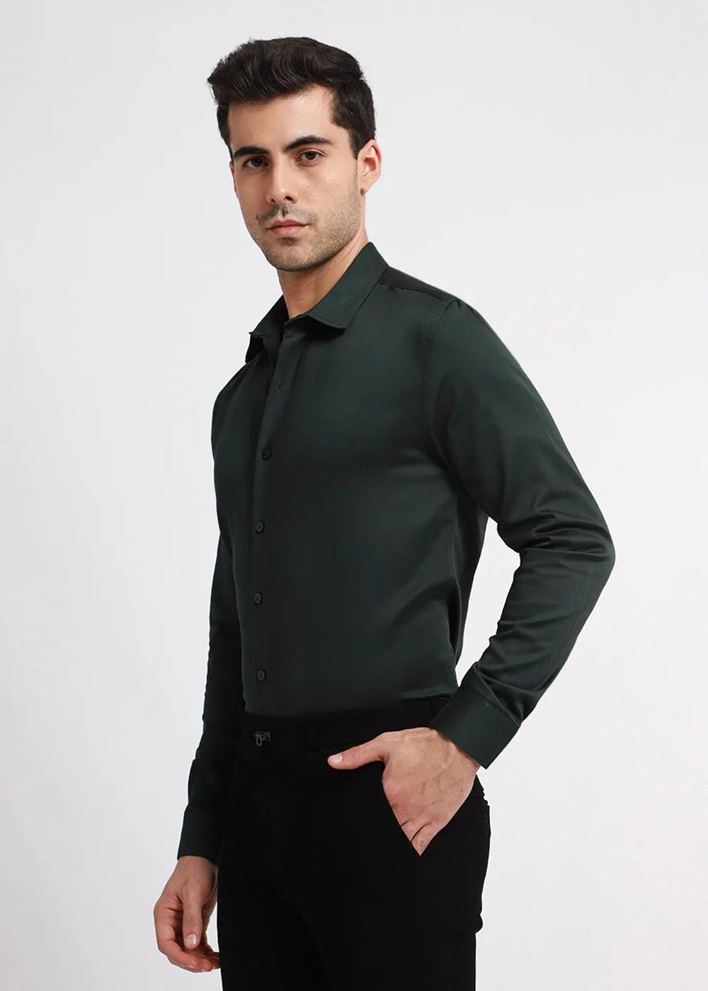 Dark Green Satin Shirt