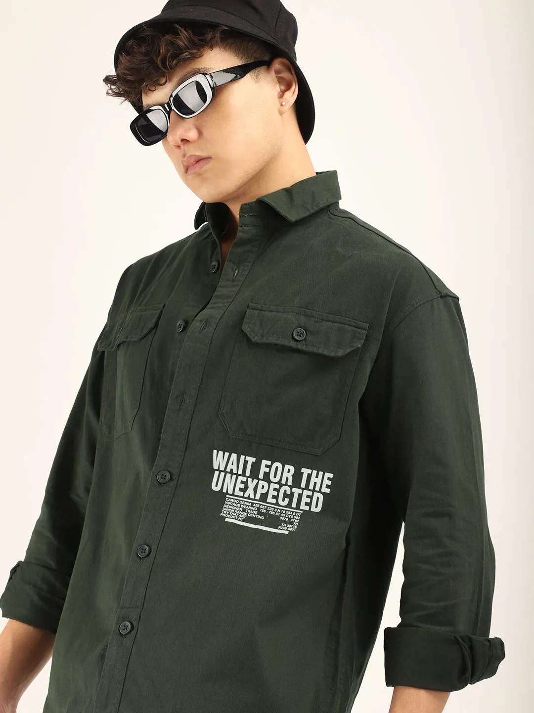 Dark Green Twill Solid Plain Shirt