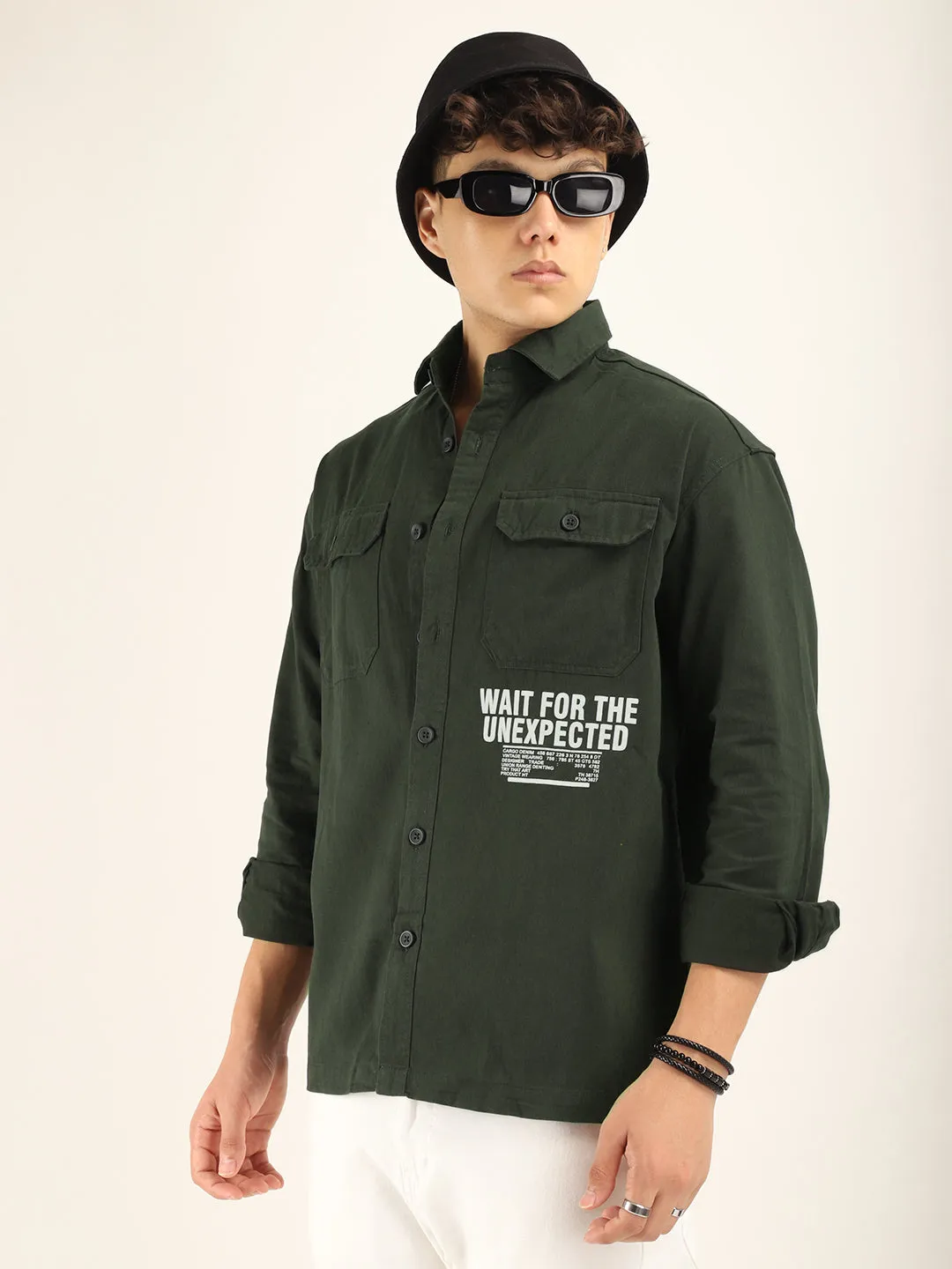 Dark Green Twill Solid Plain Shirt