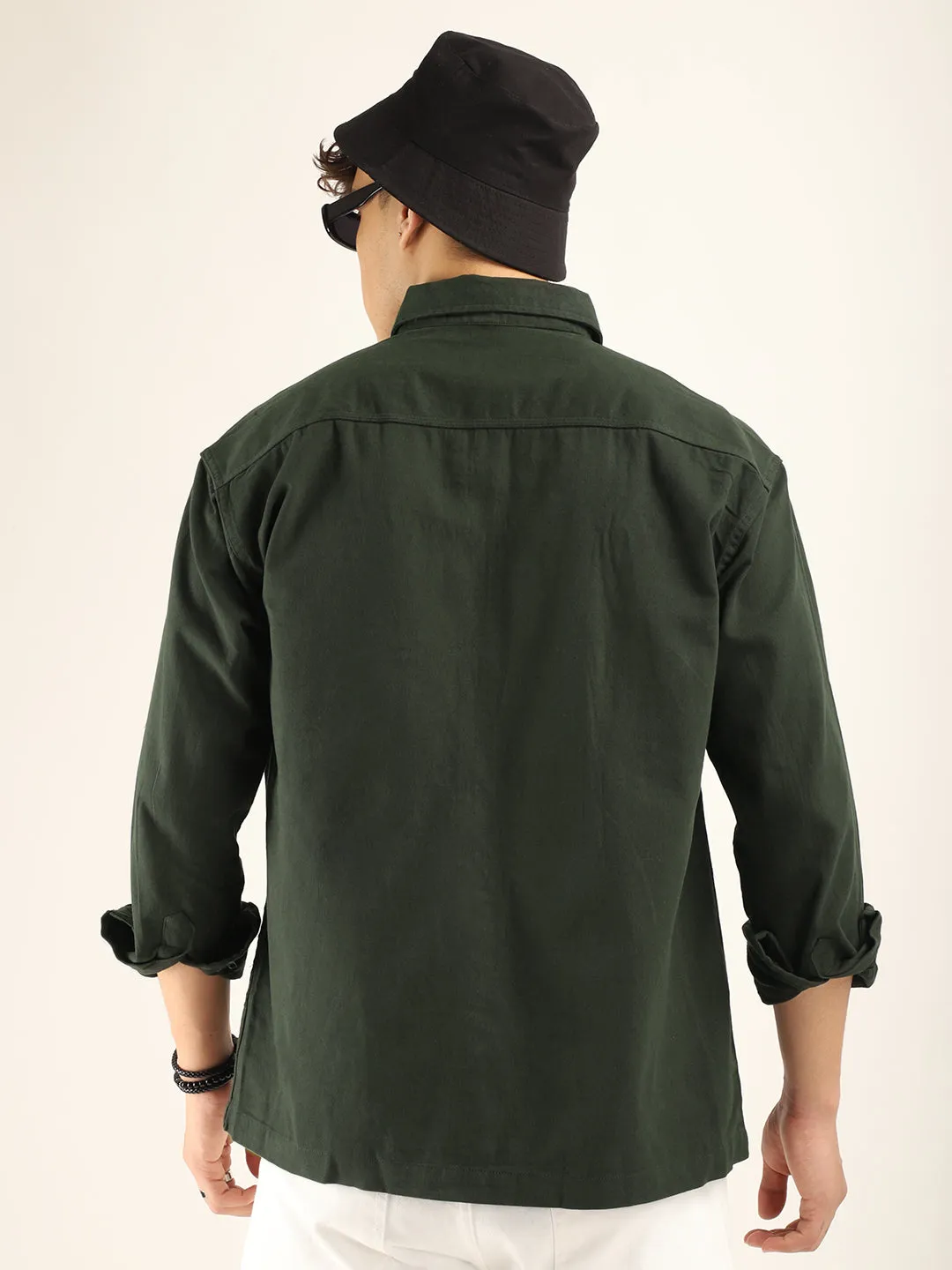 Dark Green Twill Solid Plain Shirt