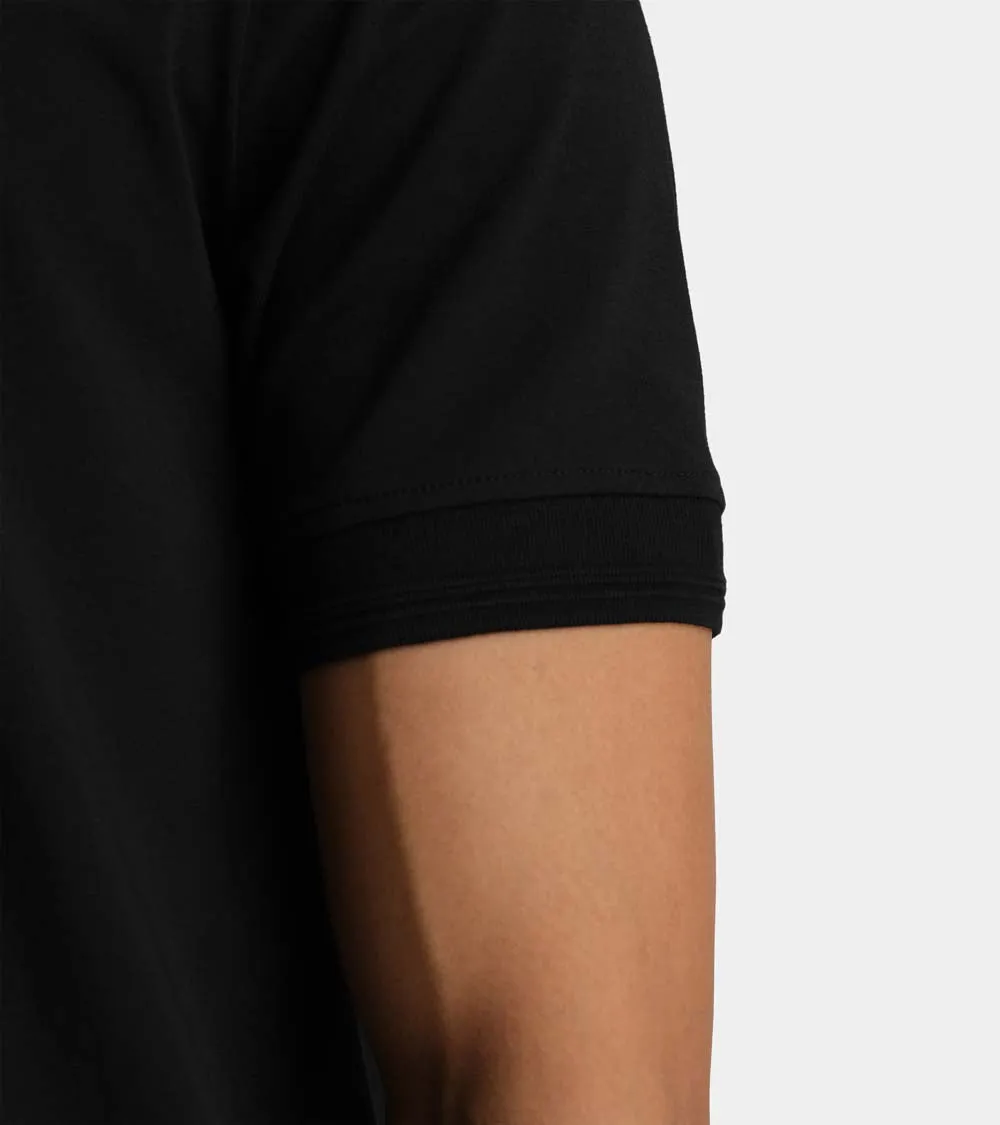 Embroidered Zip Polo | Black AHTA231-05