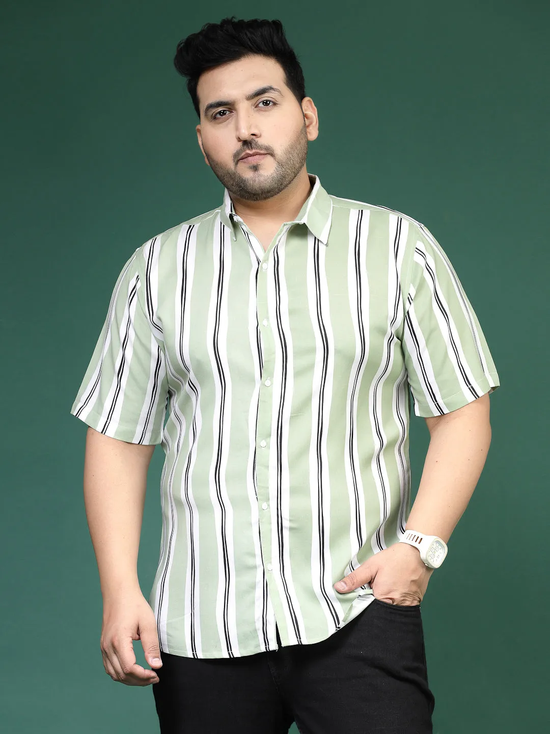 Emerald Lines Button-Up Shirt