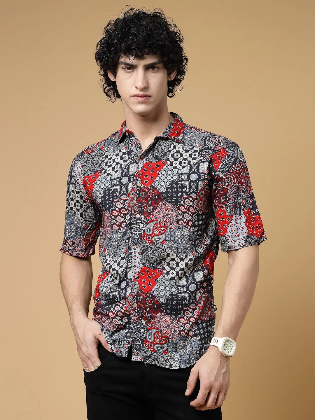 Exotic Hawaiian Shirt With Drop Shoulders