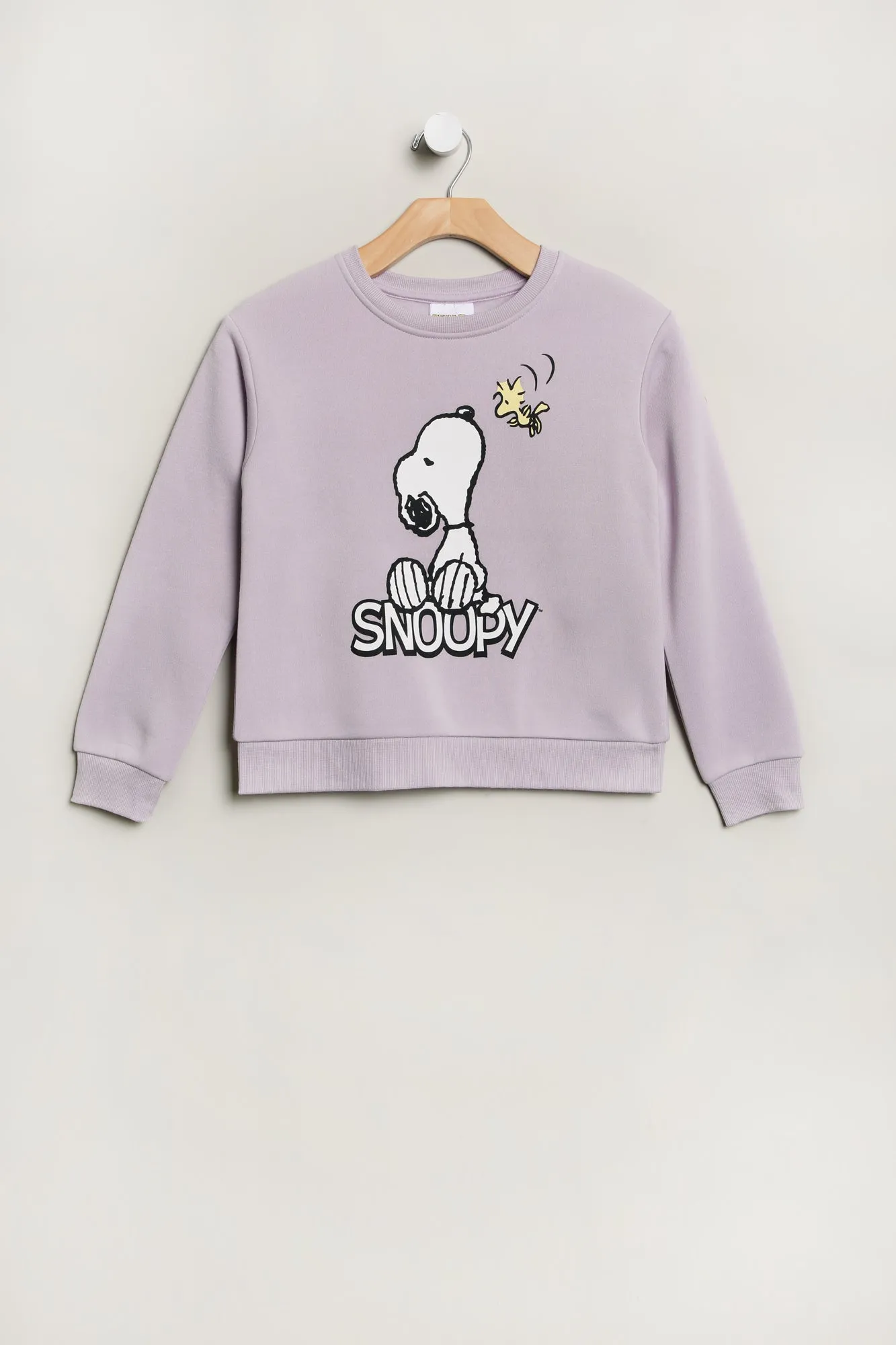 Girls' Peanuts Snoopy And Woodstock Graphic Crew Neck Sweatshirt