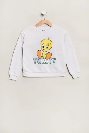 Girls' Tweety The Bird Graphic Crew Neck Sweatshirt